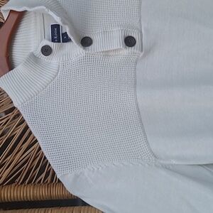 Club Room Men's 3/4 Button Cream Crewneck Sweater S